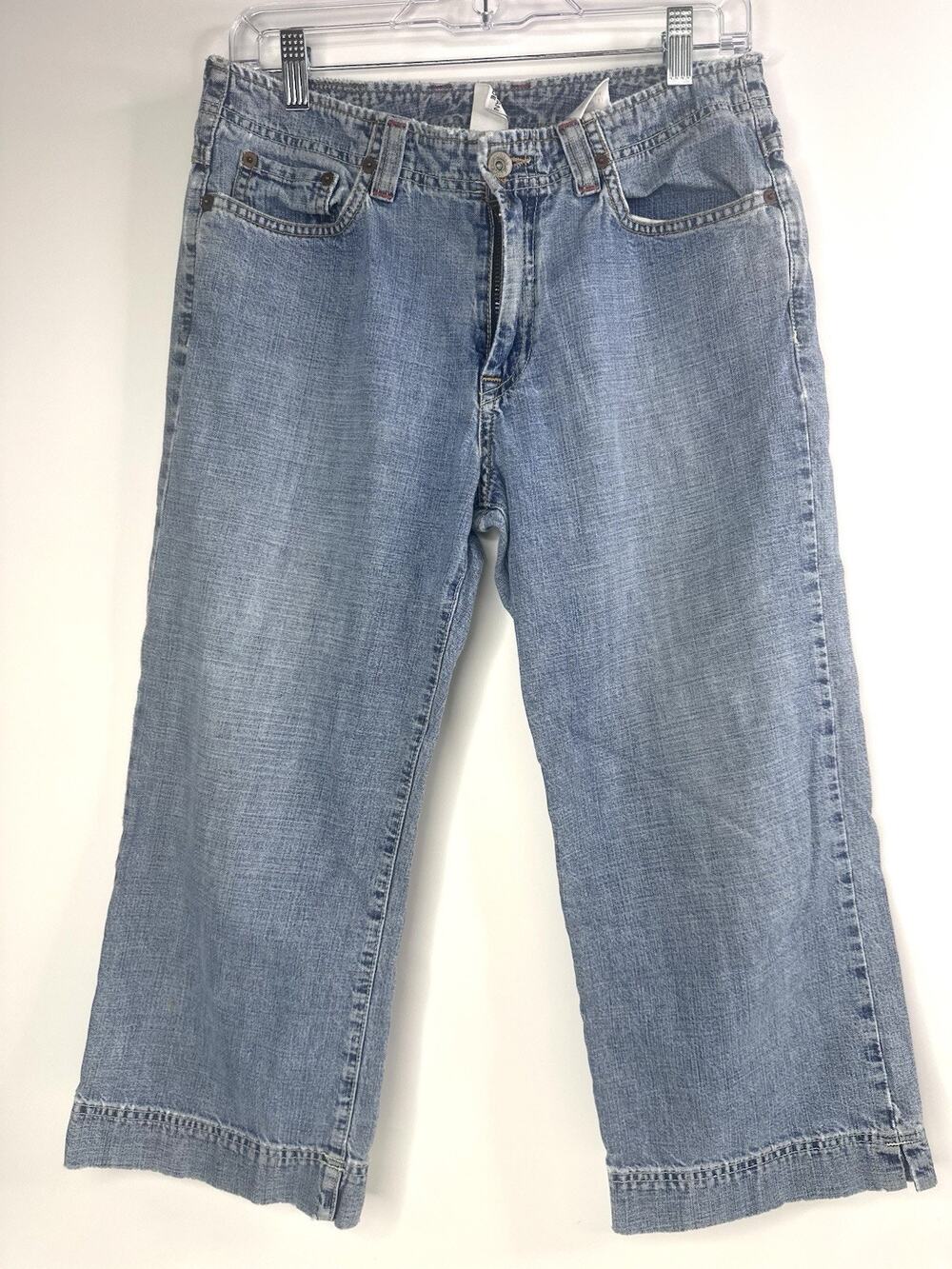 Lucky Brand Women's Size 8 Blue Denim Jean Dungarees Rancher Crop Pant